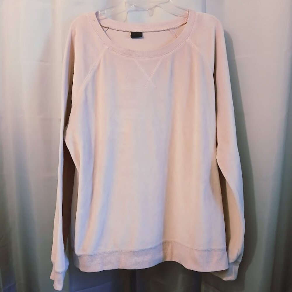 FREE PRESS Velour Pullover Sweatshirt Top S Pink Sweater Soft Velveteen Trendy